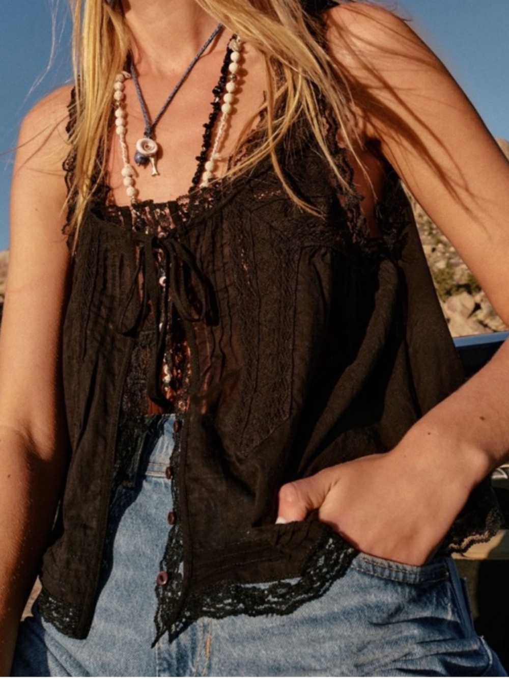 Free People Forevermore Lace Tank Top